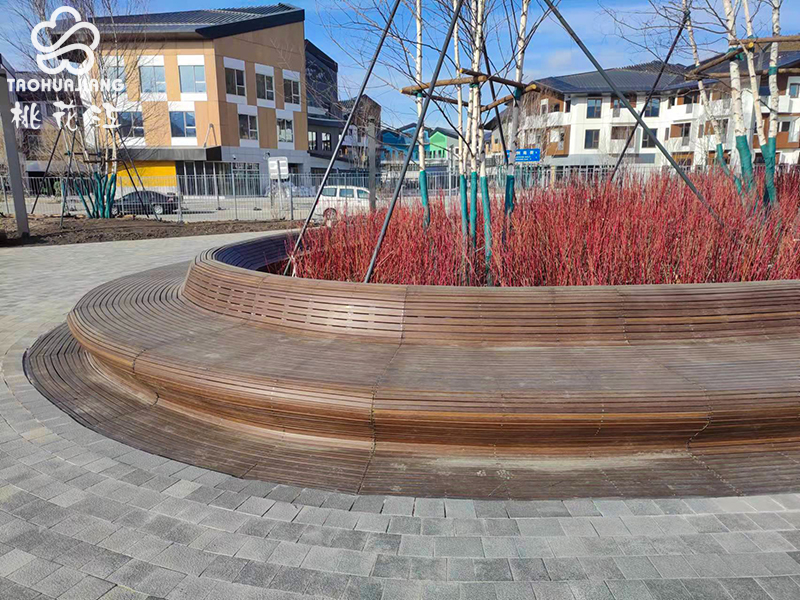 圆形竹木围树椅