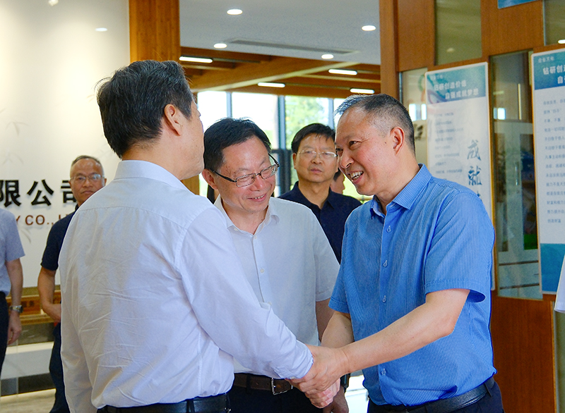 省政协副主席虢正贵来桃花江竹材调研，公司董事长陪同介绍